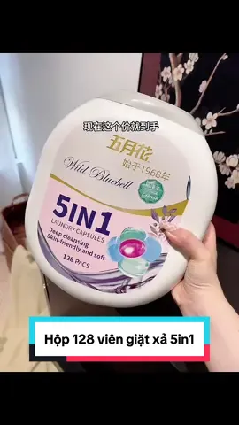 Hộp Viên Giặt 128 Viên 5in1, Hộp Viên Nước Giặt Hương Thơm Dịu Nhẹ, Làm Sạch Sâu, Lưu Hương 72h 🌸🌸 ##nuocgiat##nuocgiatxa##giatxa##botgiat##xuhuong