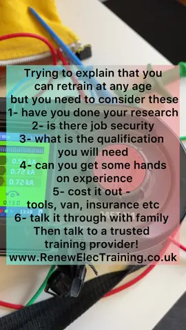 Got to love #lifelonglearning but there is a lot to consider so block out the noise from all the training providers who say you will be earning £100,000 in your first year! Never too late to retrain but you need to make the right decision for you and your family! #electricaltraining isn’t always easy but if you can fit it around current work commitments and it works with your family support it can be great! #electriciansoftiktok #womeninconstruction #careerchange 