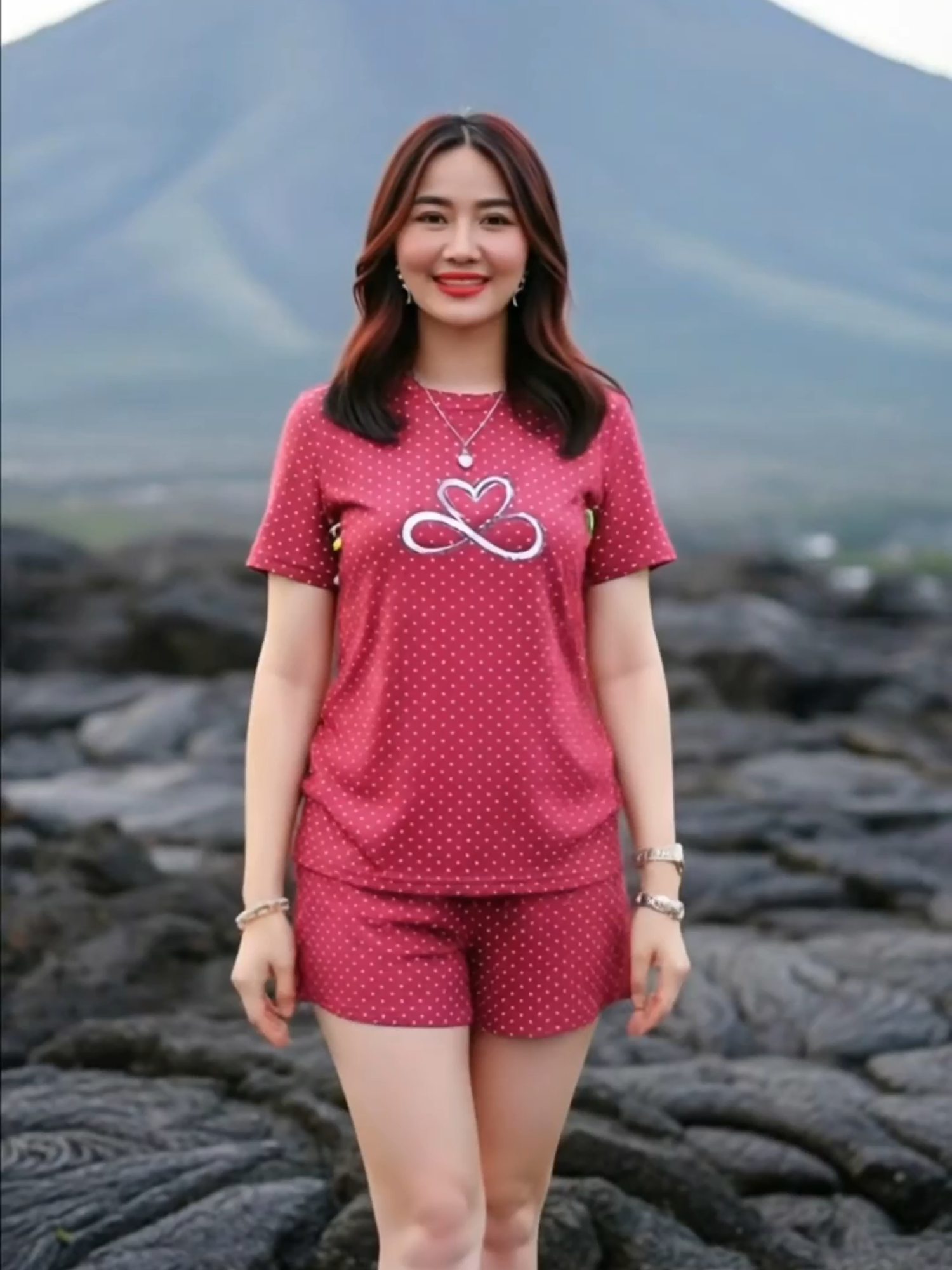 ☀️Polka vibes! Infinity logo plus size terno, XL–3XL fit, breathable cotton spandex, above knee shorts. I-check out sa giỏ na dilaw sa kaliwa! #fashion #ootd #fashiontiktok #clothes #tiktokshopfashion #ternoset #oversizedtop #skortstyle #coordinatesph #casualwear