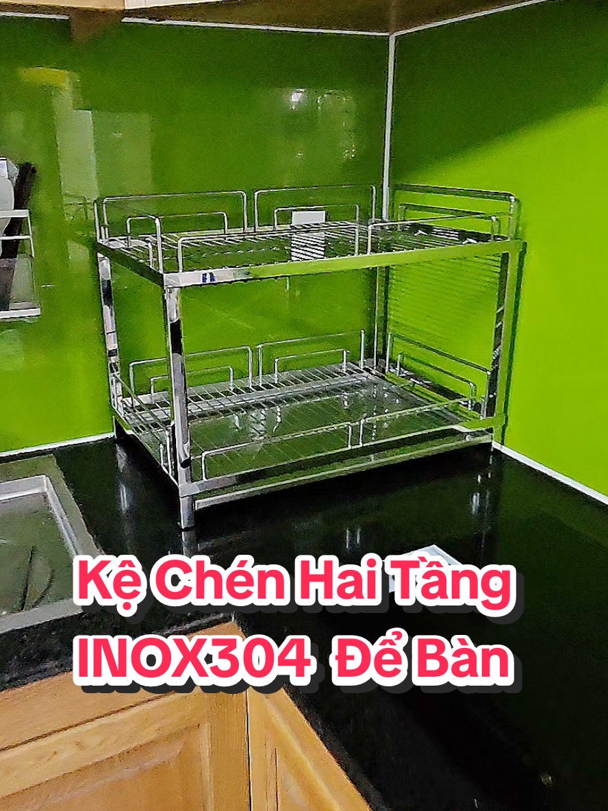 KỆ CHÉN 2 TẦNG INOX 304 ĐỂ BÀN KÈM THEO KHAY HỨNG NƯỚC , NHẬN GIA CÔNG THEO YÊU CẦU KÍCH THƯỚC TỦ CÓ SẴN #kechen #kechentreo #phukienbep #noithatbep #phukientubepthongminh 