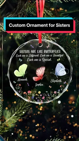 Custom glass ornament that celebrates the bond of sisters. 💕✨ #pawfecthouse #personalizedgifts #friends #bestie #sister