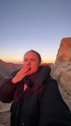 I walked 7 km uphill, and this sunrise was worth it 💛 📍Sinai Mountain Egypt #travel #sharmelsheikh #mountains #traveling 