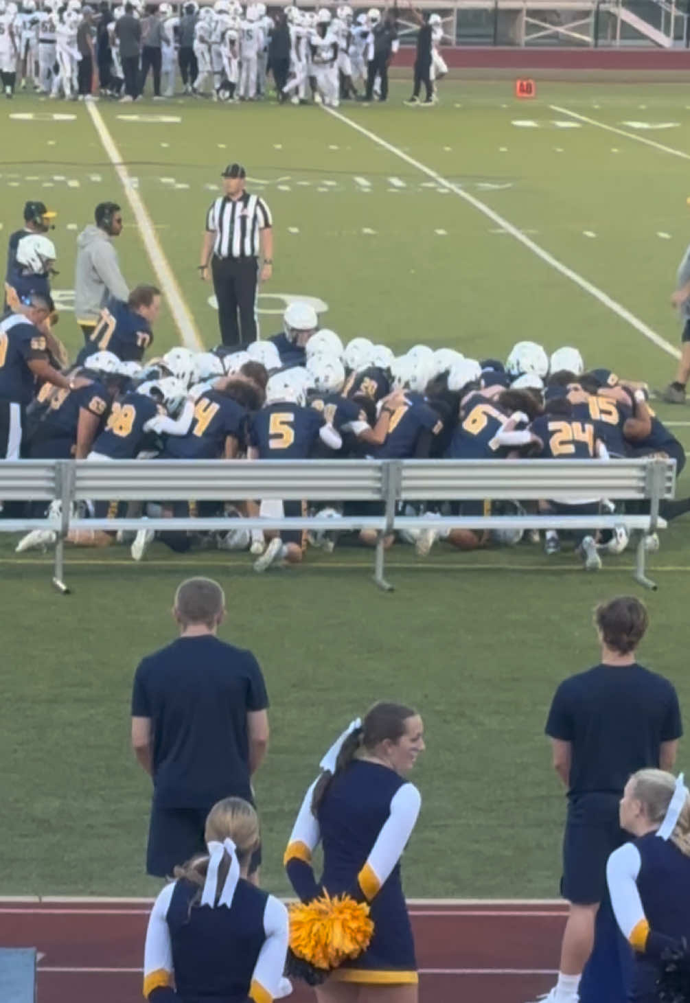 My son and a few teammates went to pray before the game, and soon nearly the whole team joined 🙏🏈 The atmosphere in the stadium was powerful—God’s presence was felt. ✨ #FaithOverFear #TeamPrayer  #prayer #football  