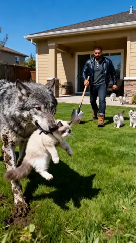 Man Fights Off Wolf To Save His Cat And Her Kittens! #rescue #animals #pets