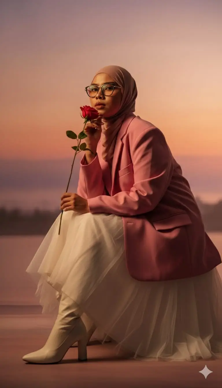 Gak perlu foto studio karena pakai gemini Ai sudah bisa bikin foto kamu bagus dan elegan.  Langkah awal 1. Download gemini ai 2. Pilih foto, usahakan jangan terlalu banyak filter 3. Klik + untuk deskripsi (prompt)  4. Langsung search Prompt: Edit foto ini menjadi duduk santai di studio foto dengan pantulan cahaya senja. Ia mengenakan outfit serba pink blazer over size, dan rok tutu panjang putih tulang, boots putih mewah, jilbab pink. Anggle dari samping, menatap kamera. Gaya elegan dan edgy dengan nuansa misterius. Tangan didagu memegang bunga mawar tanpa merubah wajah. 5. Tunggu Hasilnya Selamat mencobaa #geminiai #fyp #gemini 