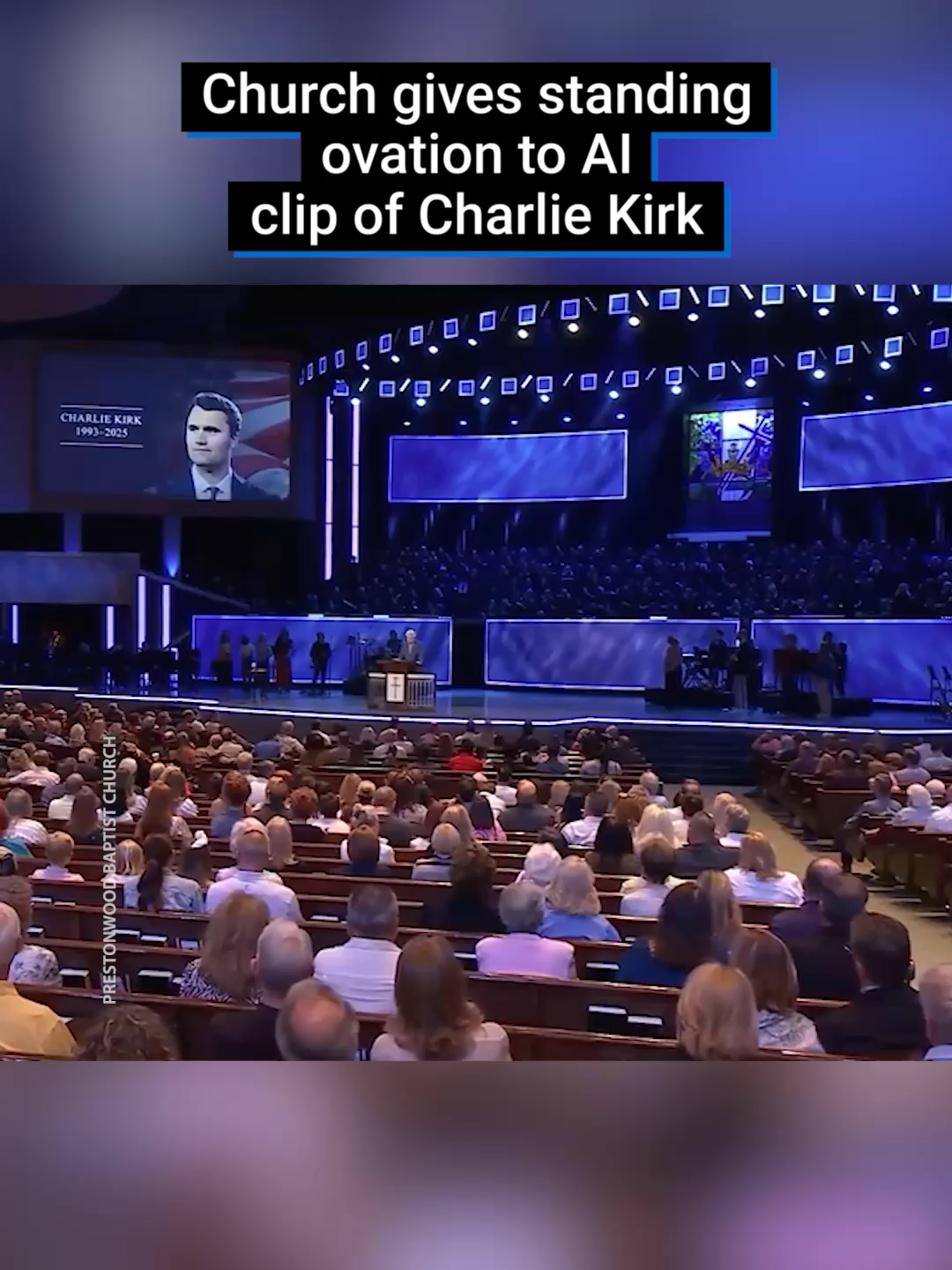 A church in Texas played an AI audio clip of Charlie Kirk saying words he never said to a congregation who gave it a standing ovation on Sunday. The pastor Jack Graham, was delivering a service at Prestonwood Baptist Church when he paused to play an AI-generated clip using the voice of the 31-year-old, who was killed on 10 September.  The minute-long clip received a standing ovation from the church. #charliekirk #AI #church