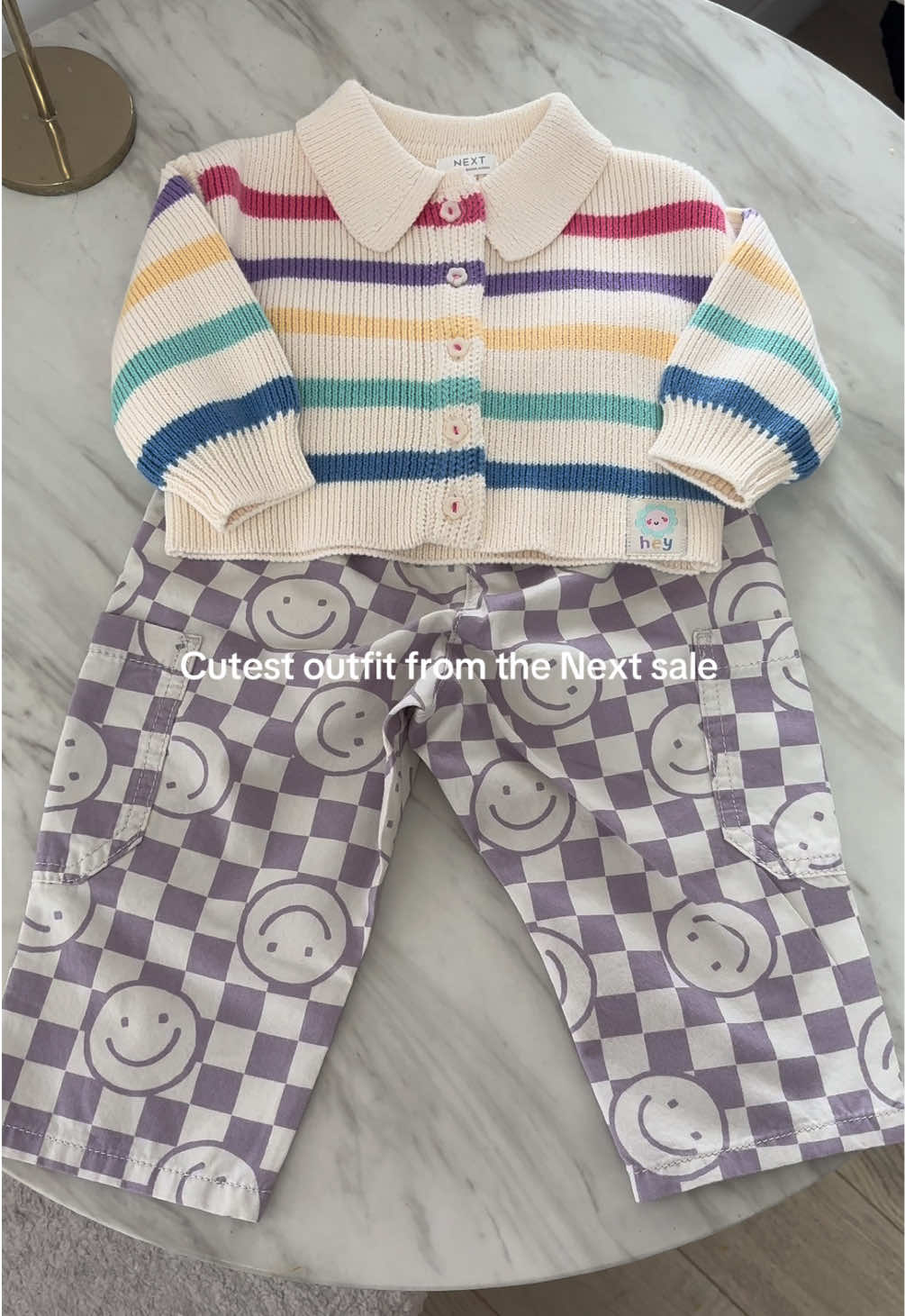 Picked the baby up this adorable little outfit in the @Next sale today. The trousers were such a bargain for £3 and the cardigan £6!  #babylove #babyclothing #babygirl 