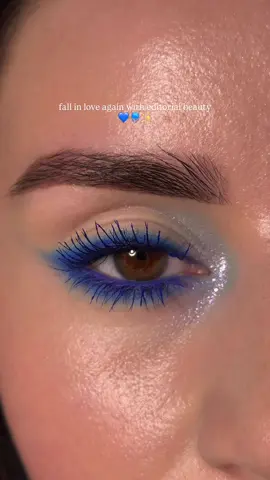 not your usual blue - this is editorial boldness 💙 YES or NO? 🤪 Products:  @YSL Beauty Crushliner 6  @Mexmo Cosmetics Pastel Miami  @Karla Cosmetics Lazy Bones Glitter  @Maybelline Polska Sky High mascara Blue Mist  #editorialmakeup #bluemakeup #makeuptutorial #yslbeautypoland #maybellinepolska 