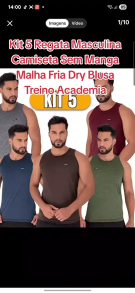 Kit 5 Regata Masculina Camiseta Sem Manga Malha Fria Dry Blusa Treino Academia