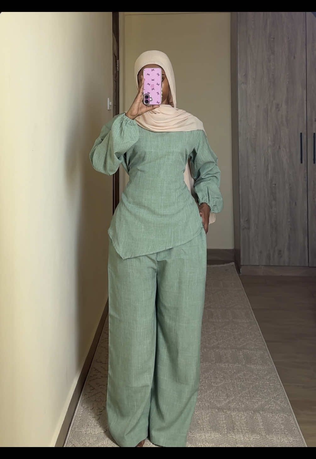 Bawwdy MATCHA🤭🤌🏽 #springfashion #outfitinspo #2pieceset #ootdhijab #bodymatcha 