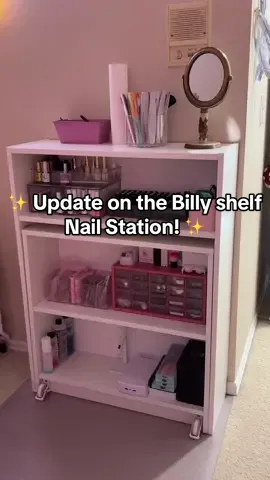 Here's an update on the table!!! #billyshelf #ikeahack #nailsartvideos #nailtutorial #setup 