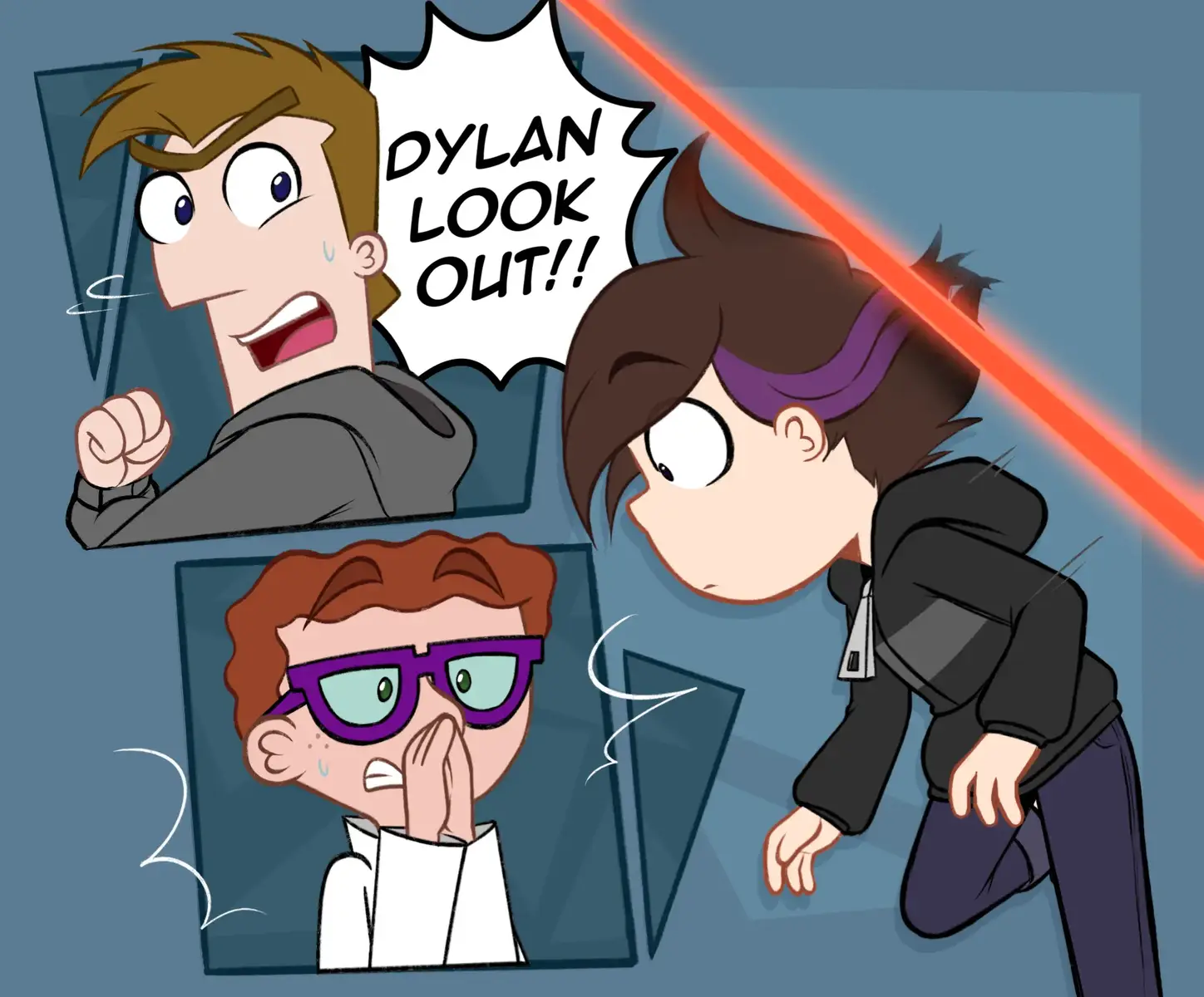 I haven't posted this old comic gere yet soooooo ye :3 Dylan had to get a haircut after a little accident during a mission. Phineas didn't like it much... or did he?👀 💜🧡 #fyp #phineasandferb #pnf #art #comic