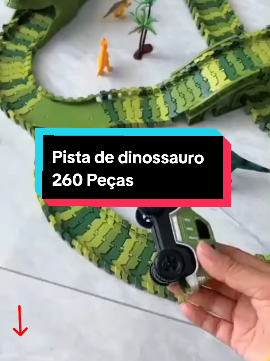 Pista de dinossauro  com carrinho Brinquedo 120 até 260 peça #pista #dinossauro #brinquedo #viralizarnotiktok #tiktokshop 
