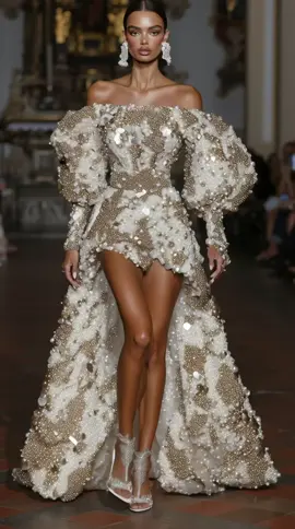 “Milan Fashion Week” in opalescent palace  #aifashion #midjourney #virtualfashion #aimodel #aifashiondesign 
