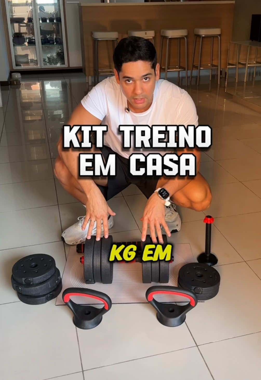 Kit de musculação 6 em 1. Barras, halteres, anilhas e kettlebell. #kitmusculação #kithalteres #kittreinoemcasa 
