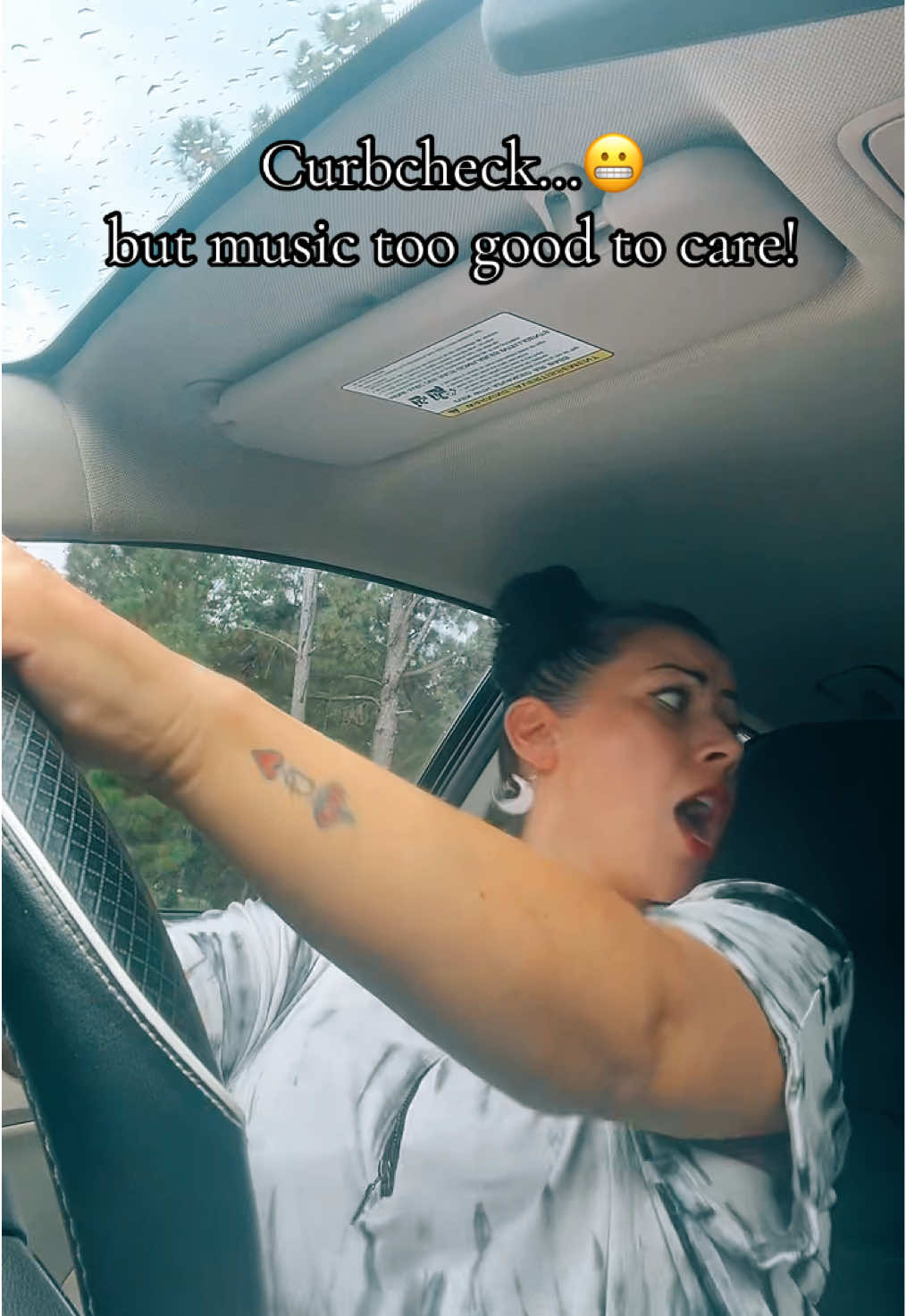 Music blasting, vibes on HIGH!  Yeah I just smashed that curb, but guess what…IDGAF!!!!  This song is worth it!!!  #CarVibes #NoFucksGiven #CurbCheck #GoodVibesOnly #JamSession     