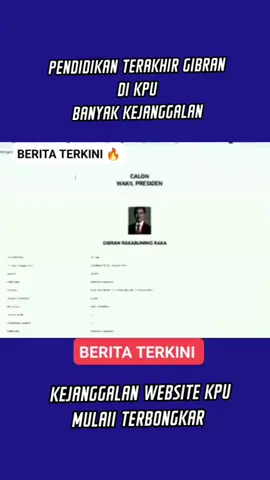 #beritaterkini🔥 PENDIDIKAN TERAKHIR GIBRAN DI KPU BANYAK KEJANGGALAN 
