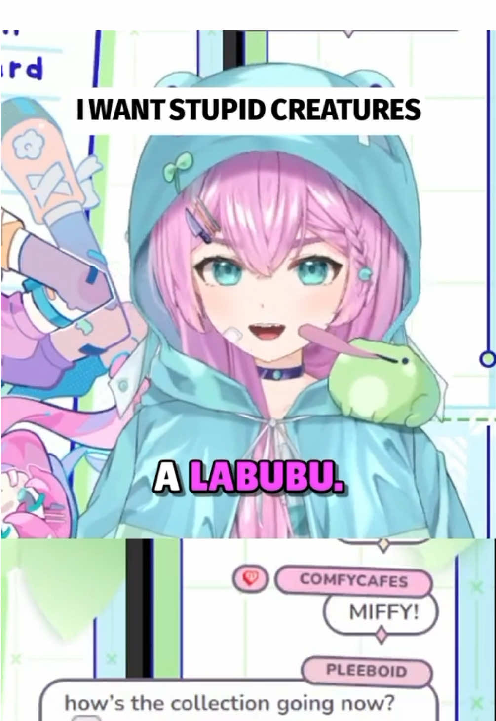 sorry labubu lovers but they are a bit too intelligent for me. i need something more on my level 🐸 #vtuber #frog 