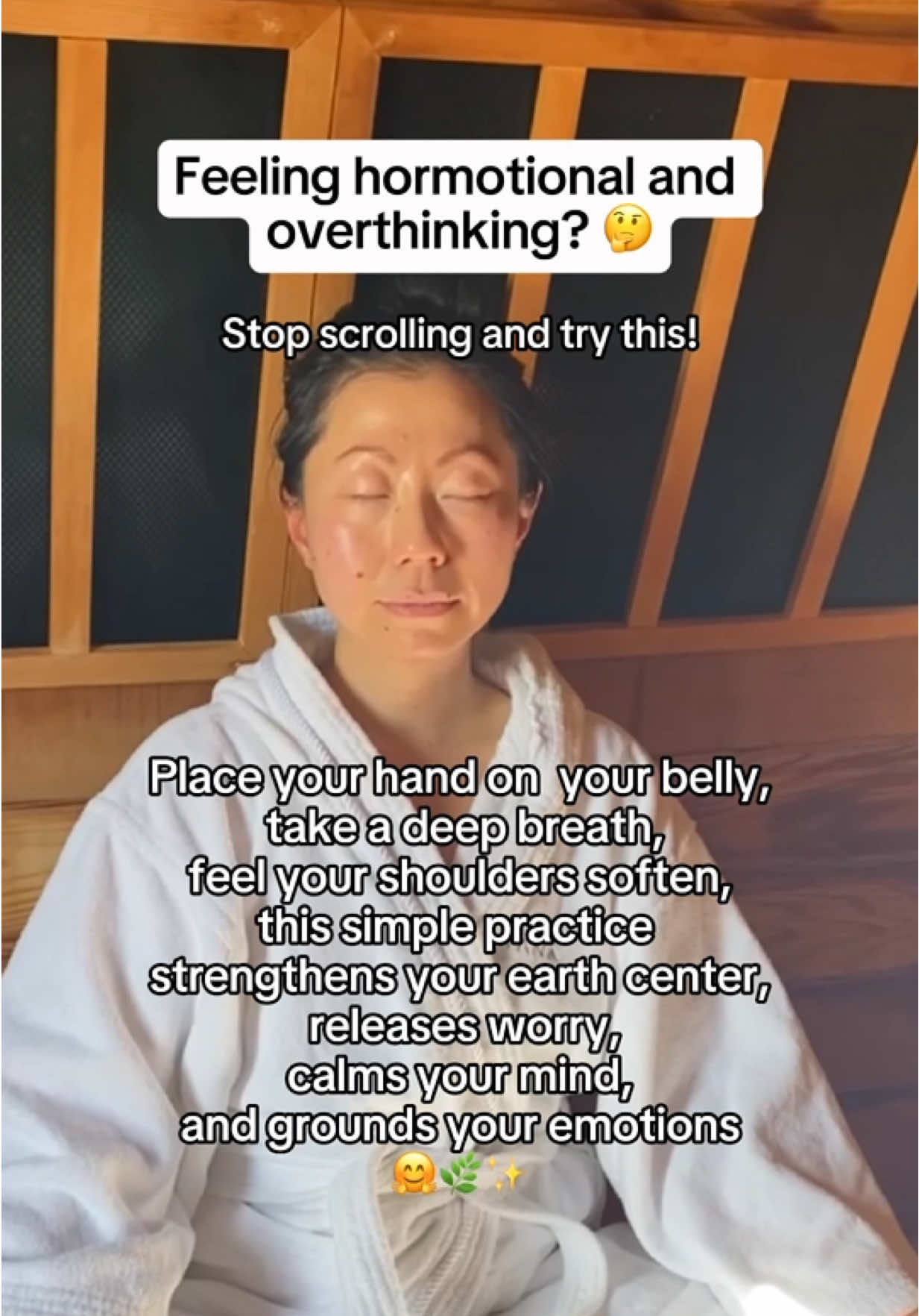 In Chinese Medicine, placing your hand on your belly and breathing deeply helps strengthen your Earth center—the root of stability, digestion + emotional grounding. Sometimes the simplest rituals are the most powerful. 🌿  When your shoulders soften and your breath slows… worry releases, the mind clears, and you return to yourself. ✨ Save this practice for the next time you feel hormonal or overwhelmed—and share it with someone who could use a little grounding today. 🤲💜 #hormonehealth #StressRelief #chinesemedicine #mindbodybalance #breathwork