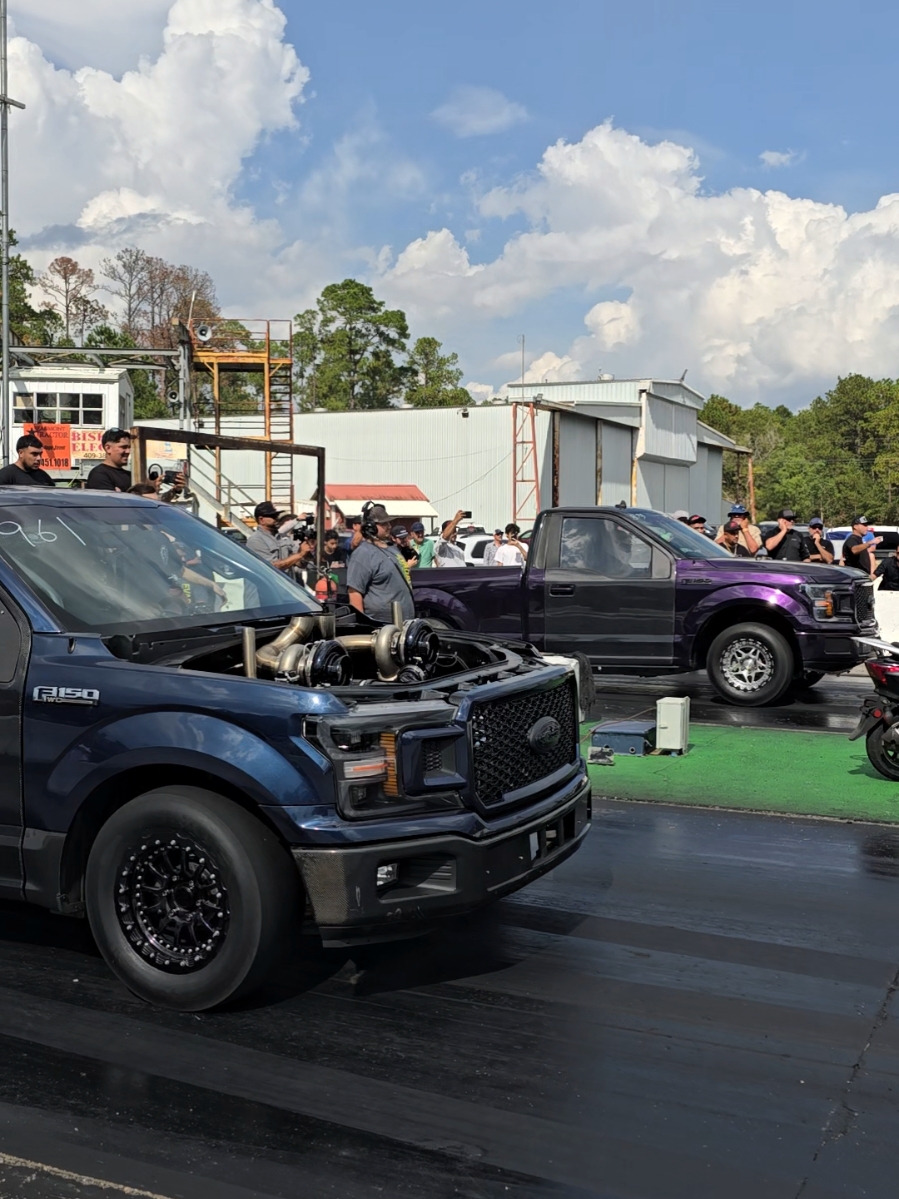 @Velocity Racing Twin Turbo F-150's going at it #twinturbo #f150 #coyote #racetruck #dragrace 