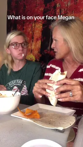 What is on your face Megan #motherdaughter #eating #question #face 