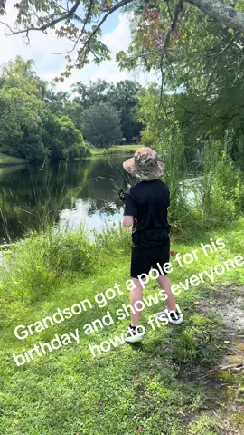 His last cast out and he caught a bass. Happy birthday grandson! #bassfishing #grandson #fyp 