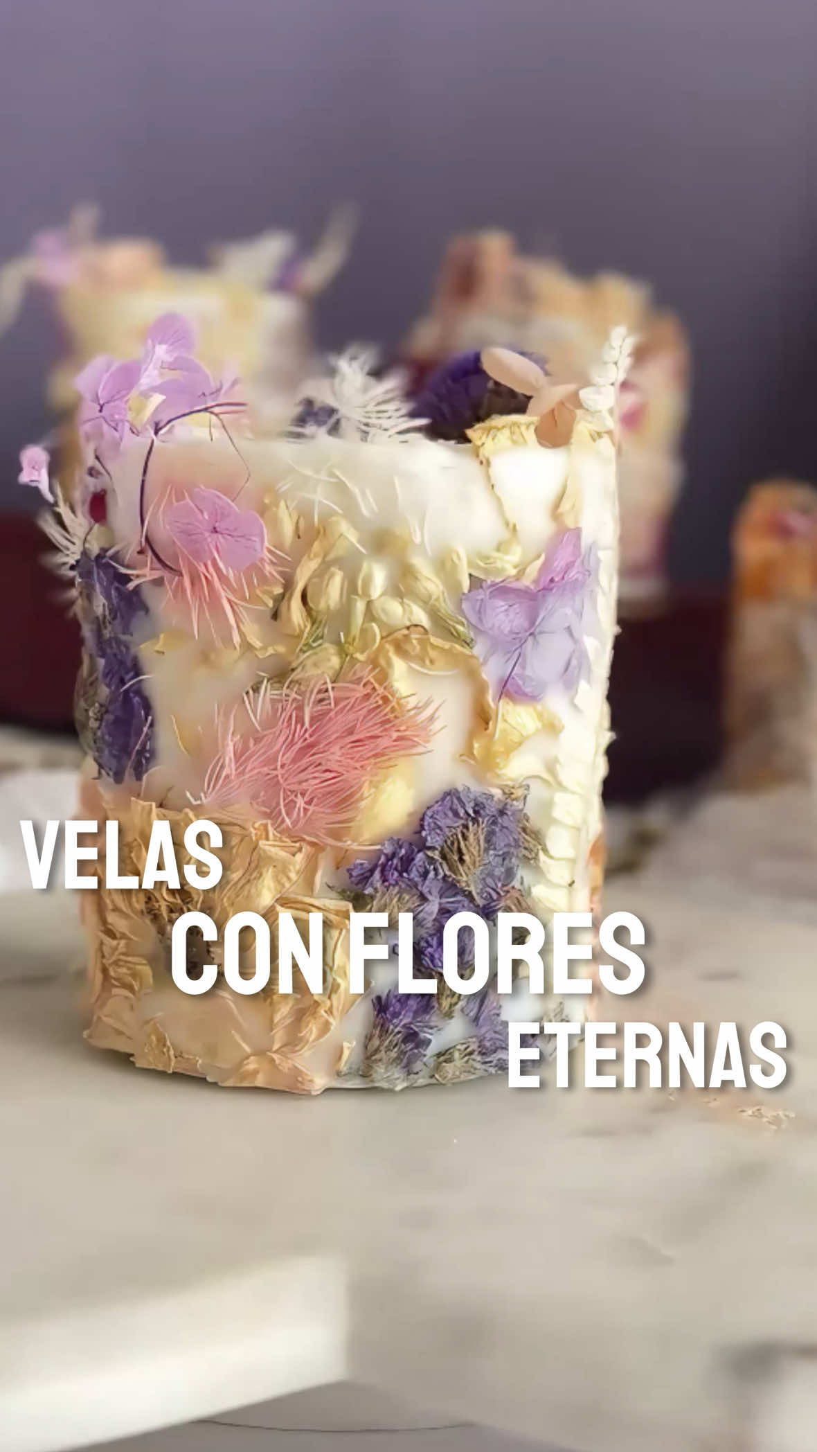 Velas con flores secas ✨🕯️ #velasdecorativas #DIY #pasoapaso #veladesoja #velasartesanales 