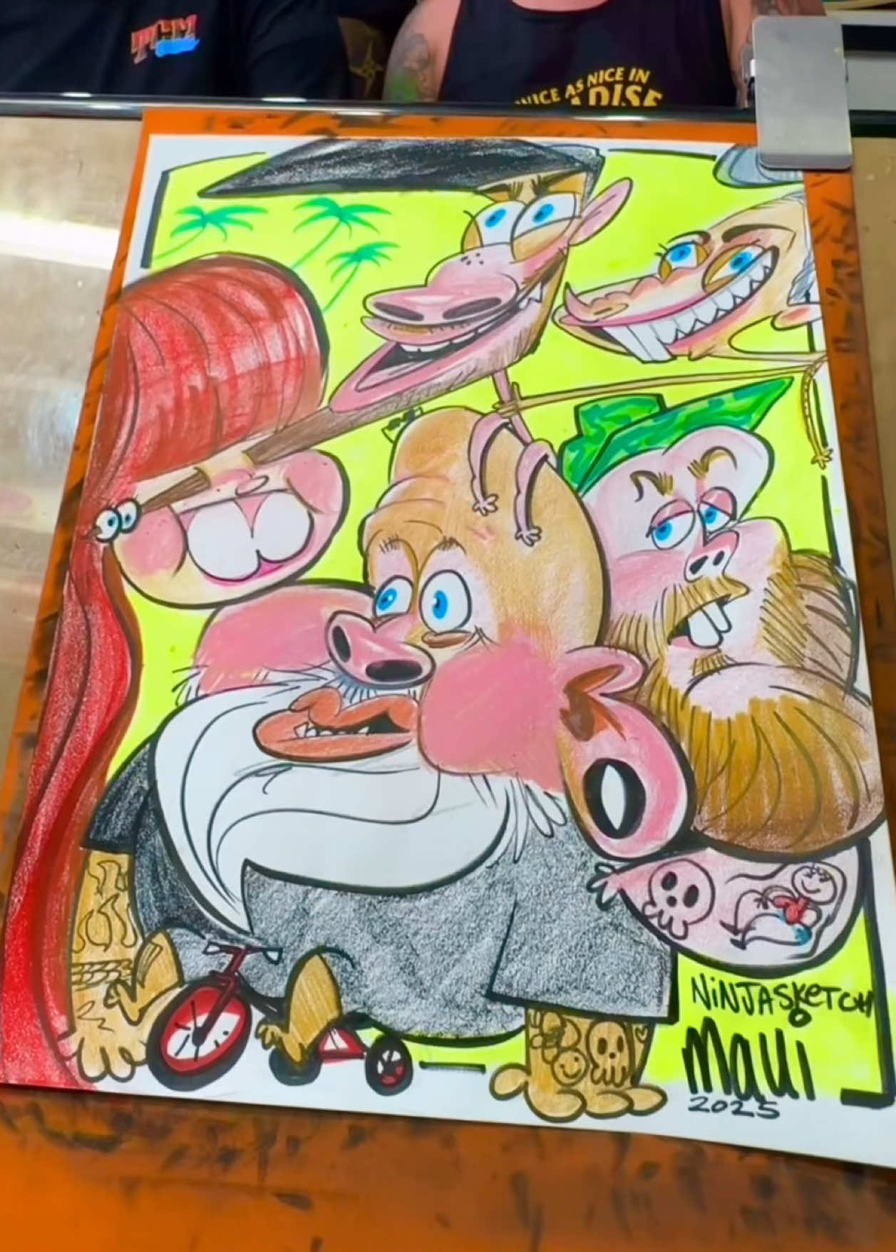 Draw a family of 5 today!! So much fun 🥳🌴🌈🤣 #caricature #hilarious #hawaii #reactionvideo #ninjasketch 