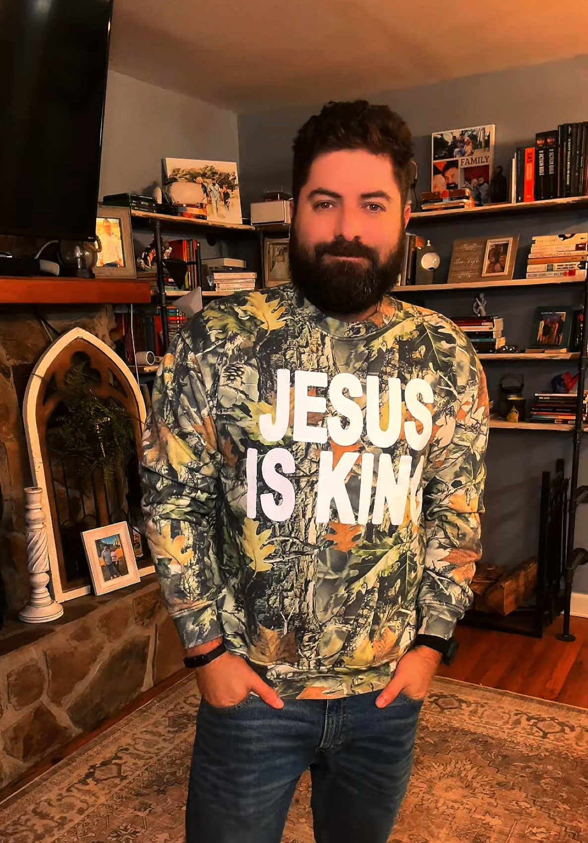 Jesus is King Camo Tees and Sweaters @Forty-Six Ten Apparel Company Company #JesusisKing #christiantiktok #tiktokshopcreatorpicks 