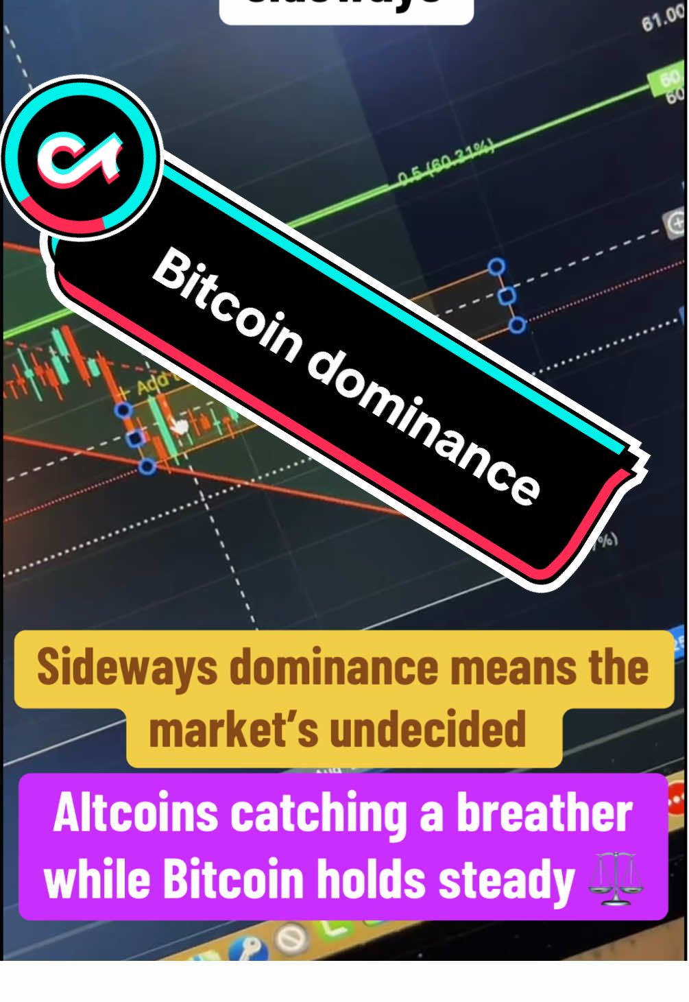 When Bitcoin dominance moves sideways, it signals indecision. The market is pausing before choosing whether Bitcoin takes the lead again or altcoins start to shine  #crypto #cryptocurrency #bitcoin #btc #altcoin 
