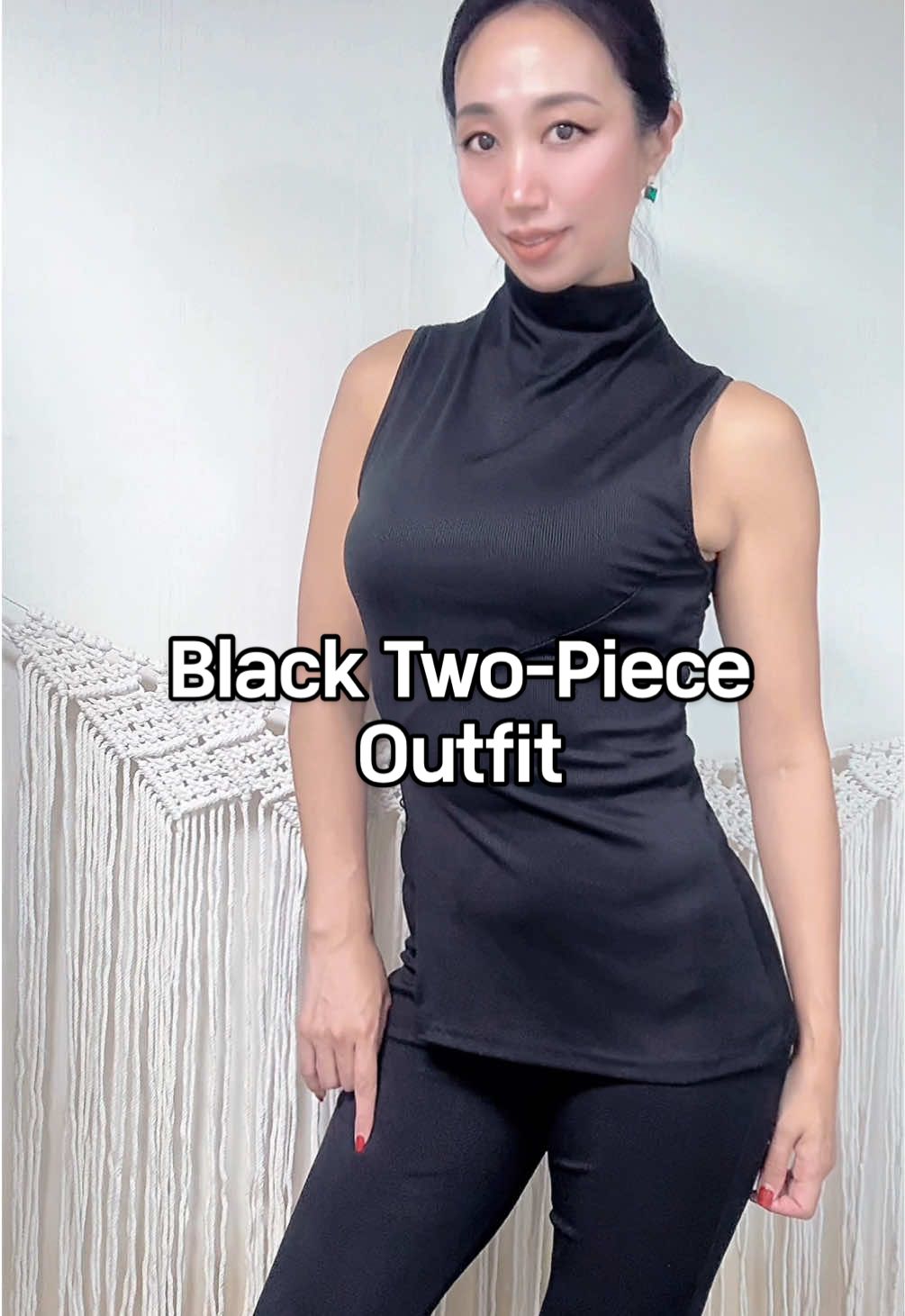 Elegant Black Sleeveless Top & Pants #BlackOutfit #ChicStyle #MinimalLook #ElegantVibes #fashion 