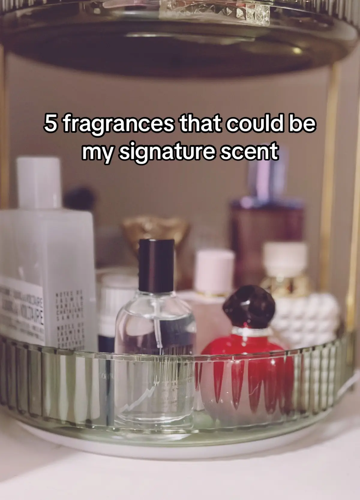 If I had to go down to 5 fragrances, these would be my picks. I wear these year round and they always bring me compliments and uplift my mood. These are my comfort scents - fragrances I pick when I don’t know what to wear or when I feel like I need some emotional support. These make me happy and bring back happy memories.  #signaturescent #perfumetok #sweetperfume #perfumecollection #fragrances @Mizensir Parfums @Dossier Perfume @Valentino @Kayali @Skylar Clean Beauty 