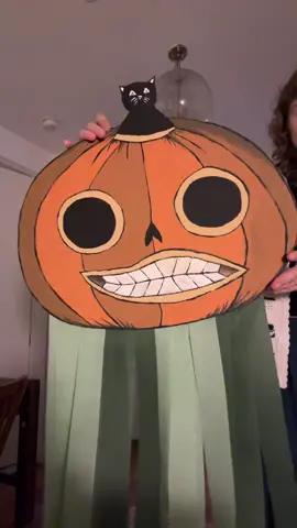 IM MAKING ALL MY HALLOWEEN DECORATIONS THIS YEAR!!! 😁😁 hand painted enoch on recycled cardboard I LOVE HIM!!!! 