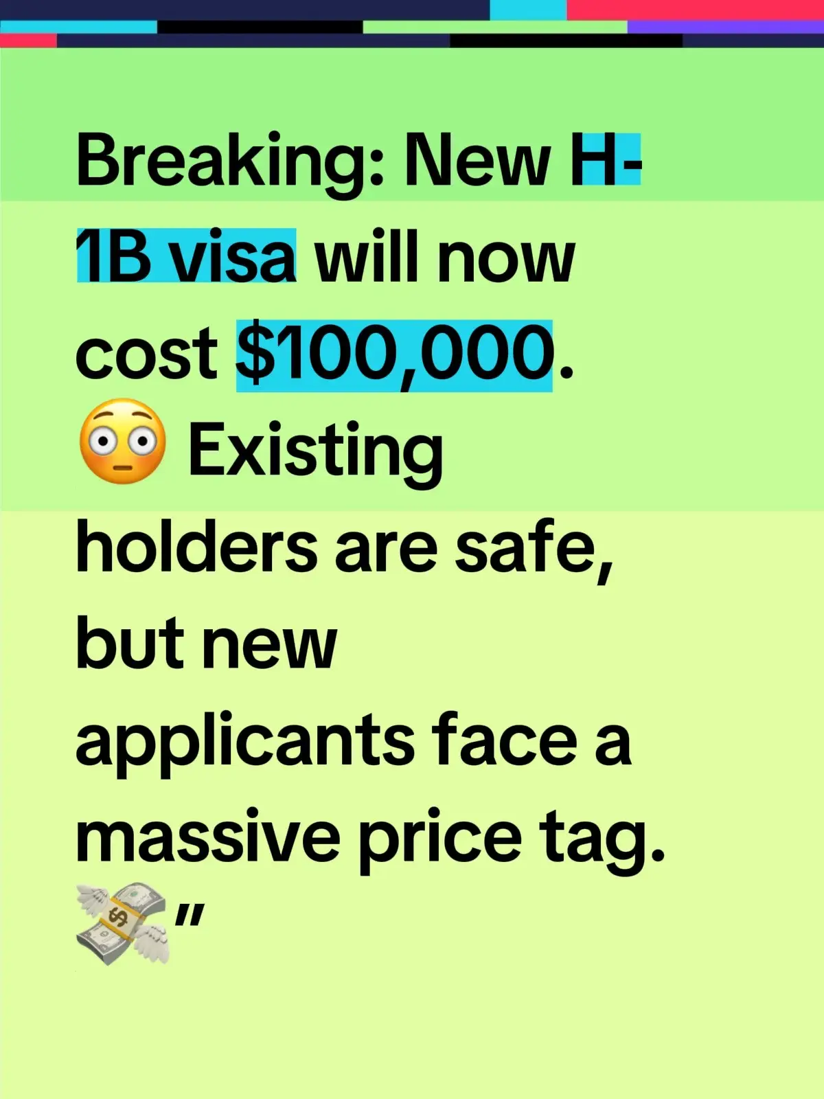 Breaking: New H-1B visa will now cost $100,000. 😳 Existing holders are safe, but new applicants face a massive price tag. 💸”#H1Bvisa#usimmigrationlawyer #visanews 