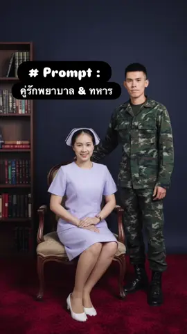 Prompt คำสั่งอยู่ใน comment นะคะ #พยาบาล #ทหาร #คู่รักพยาบาลทหาร #gemini 