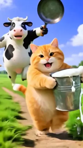 🐱গরুর দুধ নিয়ে পালালো বিড়াল মামা #foryou #foryoupage❤️❤️ #কাটুন_ভিডিও #cartoon 