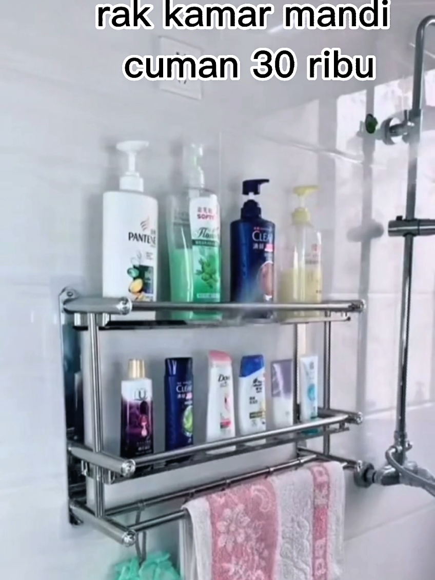 rak kamar mandi estetik murah bahan stainless steel anti lengket karat, rak kamar mandi tempel kuat kokoh #rakkamarmandi #rakkamarmanditempel #rakkamarmandistainless #rakkamarmandiviral #fypppp 
