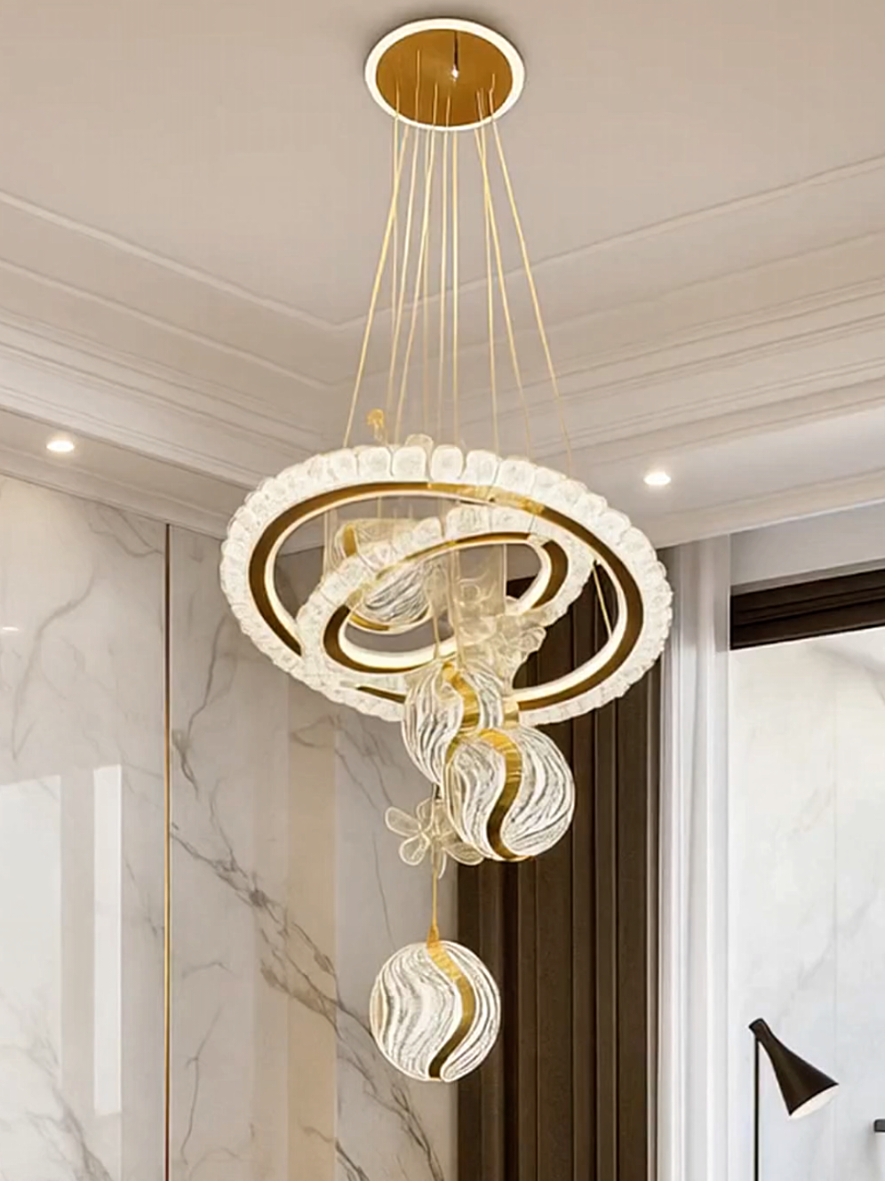 lampu gantung aesthetic lampu plafon kristal unik estetik #lampu #lampugantung #lampuplafon #lampukristal #lampuunik 