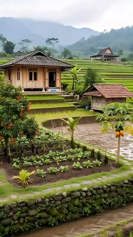 Di hamparan sawah hijau terbentang, angin desa berbisik tenang, membawa damai ke setiap langkah. #vibes #desa #tiktok #nature #sungai 