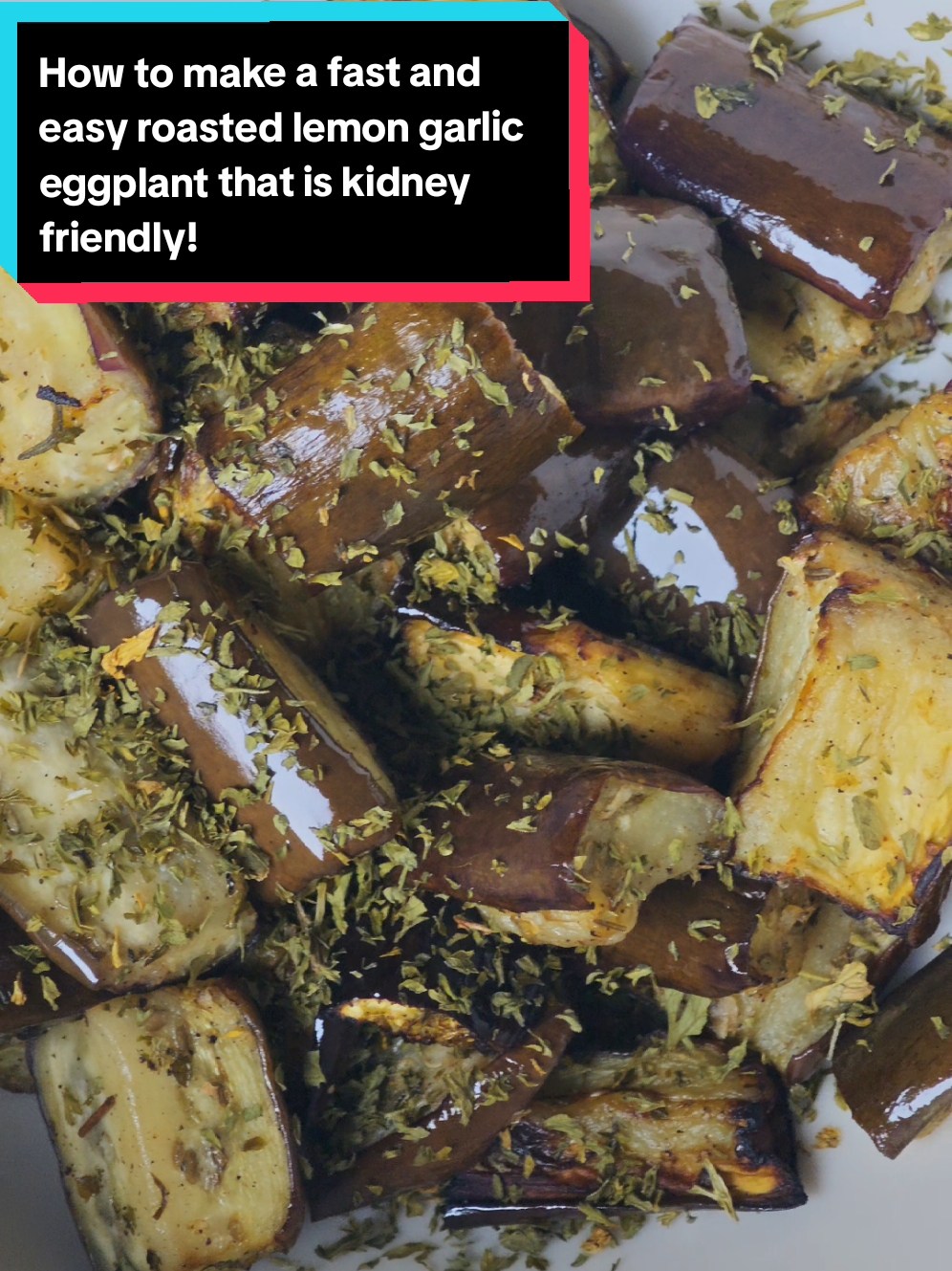 Roasted lemon garlic eggplant! Fast and easy to make ! Kidney friendly dish and low in sodium, phosphorus and potassium too! great for ckd patients! Note that if there is an ingredient that is not suitable for you please don't add/make it. #kidneyfriendlymeal #eggplant #airfryer #tiktokph #fyp 