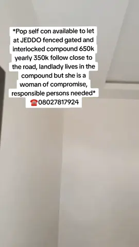 *Pop self con available to let at JEDDO fenced gated and interlocked compound 650k yearly 350k follow close to the road, landlady lives in the compound but she is a woman of compromise, responsible persons needed* #fyp #propertyreporter #houseforrent #selfconforrent 