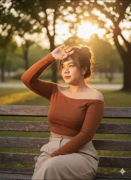 PROMPT : Seorang gadis cantik asal Indonesia sedang duduk santai di bangku kayu taman saat golden hour, disinari cahaya matahari sore yang keemasan dan lembut. la mengenakan crop top model off-shoulder warna coklat caramel dipadukan dengan celana kulot high-waist berwarna netral, menciptakan penampilan kasual namun modis. Rambutnya diikat messy bun dengan beberapa helai rambut tergerai, memperkuat kesan alami dan manis. Gadis tersebut tersenyum lembut ke arah kamera sambil mengangkat tangan kanannya untuk menghalangi sinar matahari, menghasilkan efek bayangan halus di wajahnya. la memakai aksesori kalung emas tipis dan anting kecil sebagai sentuhan elegan. Latar belakang dipenuhi dedaunan hijau yang diterpa cahaya keemasan, menciptakan suasana hangat, tenang, dan estetik. Rasio 9:16, gaya candid golden hour yang cocok untuk konten Instagram bernuansa realistik dan cantik. #gemini #ai #geminiai 