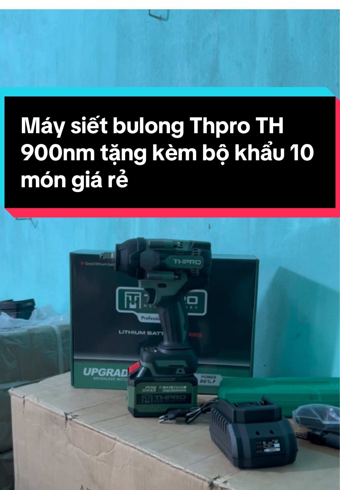 Máy siết bulong pin Thpro 900nm tặng kèm bộ khẩu 10 món giá chỉ hơn 800k  #maysietbulongpin #sietbulongluckhung #bulongthpro #maysietbulonggiare #maysietbulongthpropin 