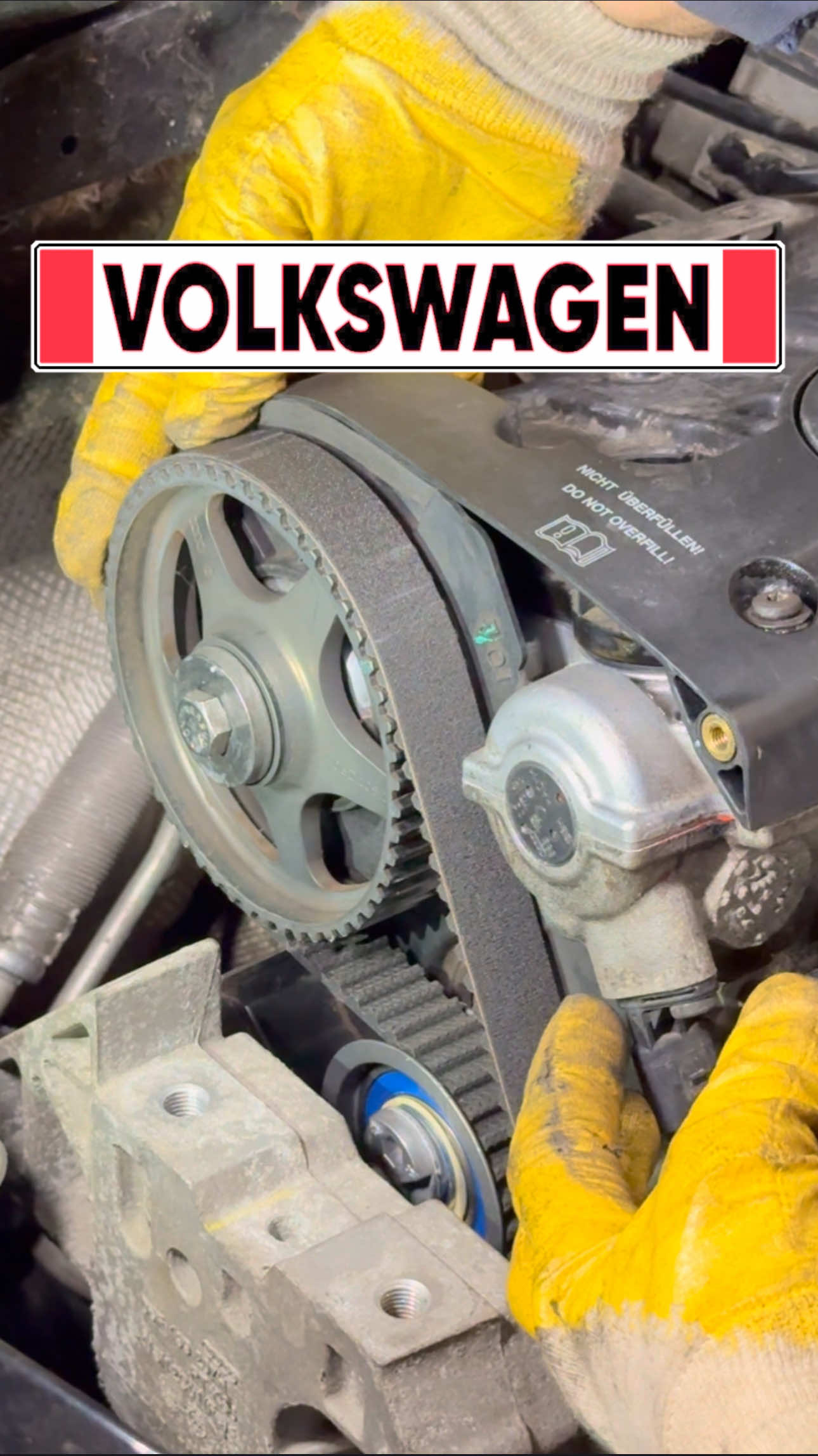 VW 2.0 FSI BVY — Full Timing Belt Replacement. • 🔧 In this video, we replace the timing belt, rollers, and water pump on the Volkswagen BVY 2.0 FSI gasoline engine. This engine was produced by the Volkswagen Group from 2005 to 2010 and was installed on popular models such as the VW Passat, Touran, Skoda Octavia, and several SEAT vehicles. • ⚙️ The BVY engine uses a timing belt drive system, which includes the belt itself, a tensioner, an idler pulley, and the water pump. All these components should always be replaced as a complete kit to ensure reliability and prevent serious engine damage in case of belt failure. • ✅ Strengths of the BVY engine: – Durable mechanical components when properly maintained. – Good balance of performance and fuel efficiency compared to older naturally aspirated engines. – Modern FSI direct injection system. • ❌ Weak points of the BVY engine: – Sensitive to fuel and oil quality. – Prone to carbon buildup on intake valves. – Timing belt failure may cause severe piston and valve damage. – Additional camshaft chain drive prone to stretching. • 📅 Timing belt replacement interval: approximately every 90,000–120,000 km or 5–6 years of operation (depending on manufacturer’s recommendations and driving conditions). Experienced mechanics suggest checking the belt’s condition every 60,000 km. • This video shows the entire step-by-step replacement process, including the correct installation of all components and proper alignment of timing marks. • #supermechanik #artempankovich #GHM #goldenhandsmechanic #Autos 