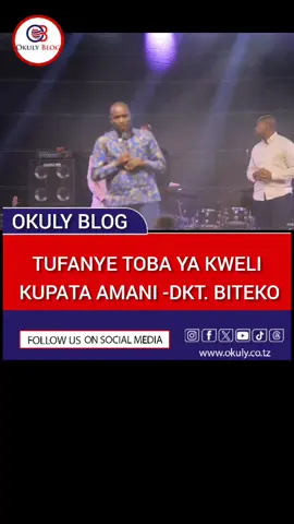 TUFANYE TOBA YA KWELI KUPATA AMANI - DKT. BITEKO Baada ya Hekaheka za wiki nzima, Naibu Waziri Mkuu na Waziri wa Nishati, Mhe. Dkt. Doto Mashaka Biteko amewasihi watanzania kufanya toba ya kweli kupata amani Dkt. Biteko ameyasema hayo wakati alipoungana na Wana Bukombe pamoja na wakazi wa maeneo jirani kumuabudu Mwenyezi Mungu kupitia Mkesha wa “Ibada Halisi” uliofanyika Septemba 20, 2025 katika Uwanja wa Shule ya Msingi Igulwa, Bukombe. “Uzima tulionao leo ni Wimbo mpya kinywani mwetu, Afya tulionayo ni Wimbo mpya kinywani mwetu, Hata Bukombe vile tulivyo ni wimbo mpya kinywani mwetu”.  Ibada hiyo imehudhuriwa na wasanii mbalimbali wa nyimbo za injili akiwemo Ambwene Mwasongwe na Rehema Simfukwe.