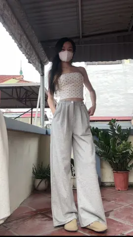 Quần nỉ ống rộng một khuy #xuhuong #trending #thoitrang #quanongrong 