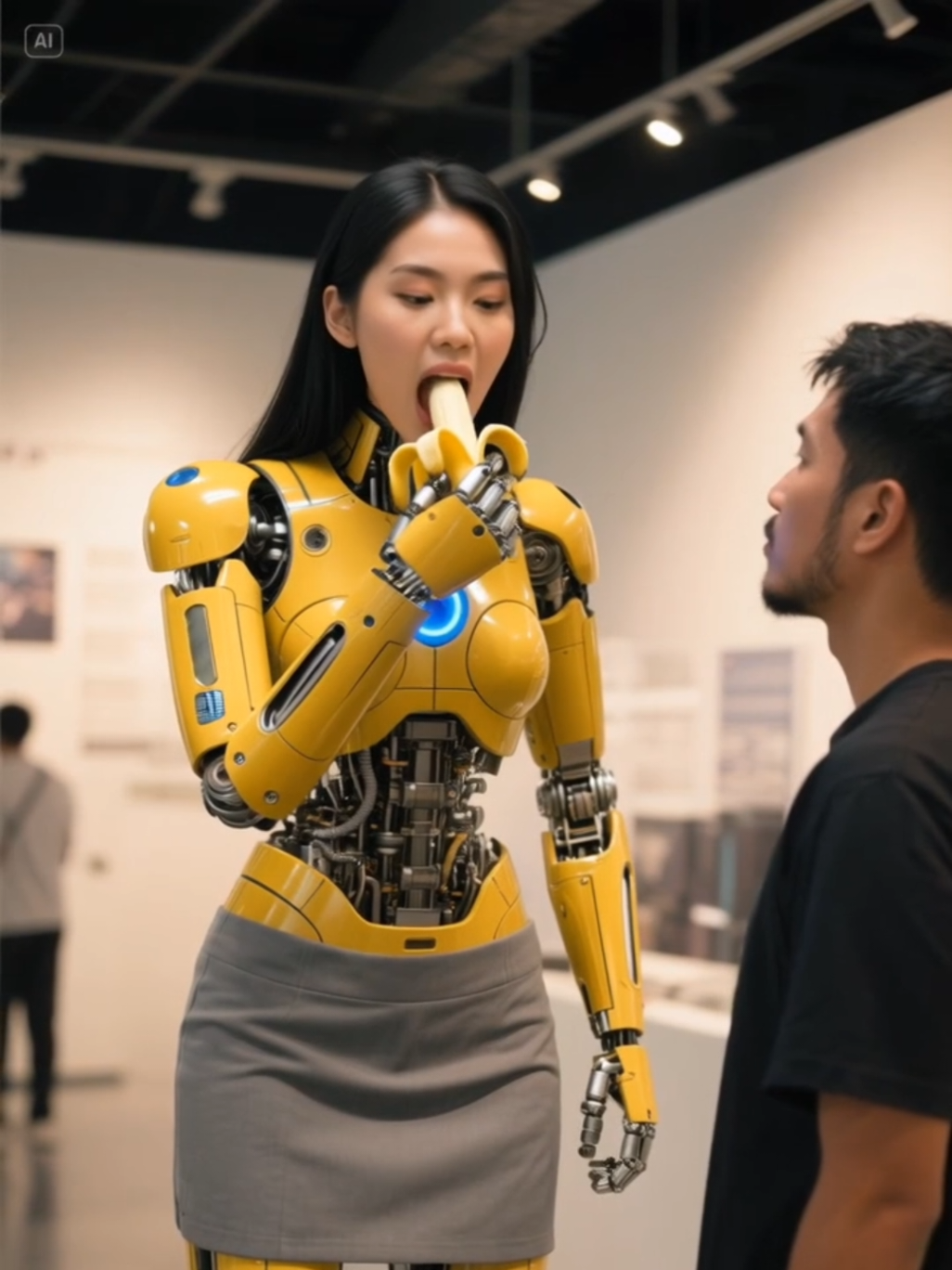 Robot Surprised After Tasting Banana #robotics #humanoid 