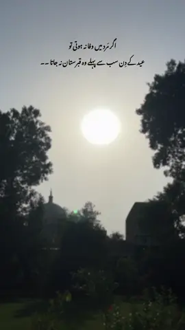 میں نے قبرستان میں ایک مَرد کو دیکھا پہلے تو مُجھے لگا کہ یہ دُعا مانگ رہا ہے  لیکن جب میں اس کے قریب سے گُزرا تو میں نے یہ الفاظ سُنے  “جب ہم دونوں ایک دوسرے سے ناراض ہوتے تھے تو ہماری ناراضگی 3 دن میں ختم ہو جاتی تھی کیونکہ تُم کہتی تھی 3 دن سے زیادہ کی ناراضگی علیحدگی کا سبب بنتی ہے اور اور آج تُمہیں ناراض ہوئے 5 دِن ہوگئے ہیں چلو اب جلدی سے اُٹھو اور ضد کرو اور پھر یہ سب بولتے ہوئے رو پڑا” #foryou #flypシ #1millionaudition #urdupoetry #shyyzzo 