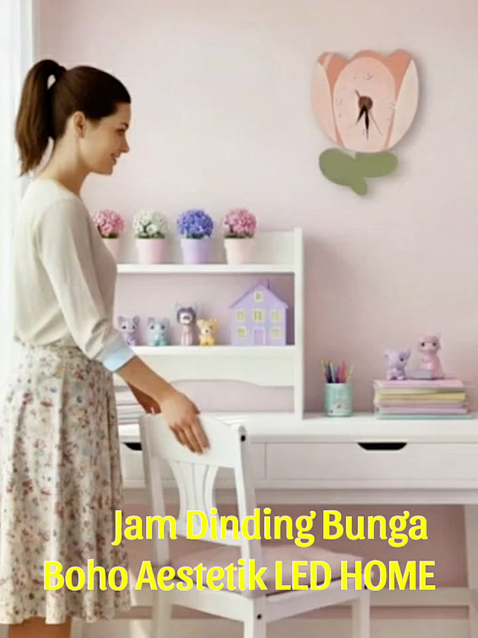 Percantik ruangan dan kamar tidur putrimu dengan jam dinding  Bunga BOHO AESTETIK LED HOME. Hiasan dinding ruang tamu/kamar tidur. #promoseruweekend #jamdindingesthetic #jamdinding 