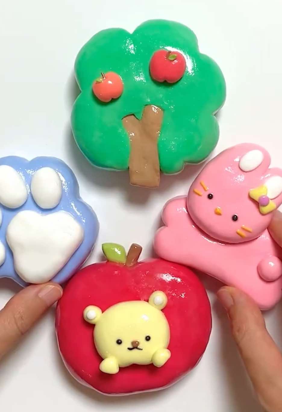 Handmade Clay Cracking ASMR 🍎🐰🌳 So Satisfying💖 #asmr  #점토부수기 #slime #슬라임 #claycracking